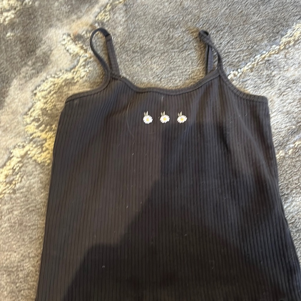 black flower tank top